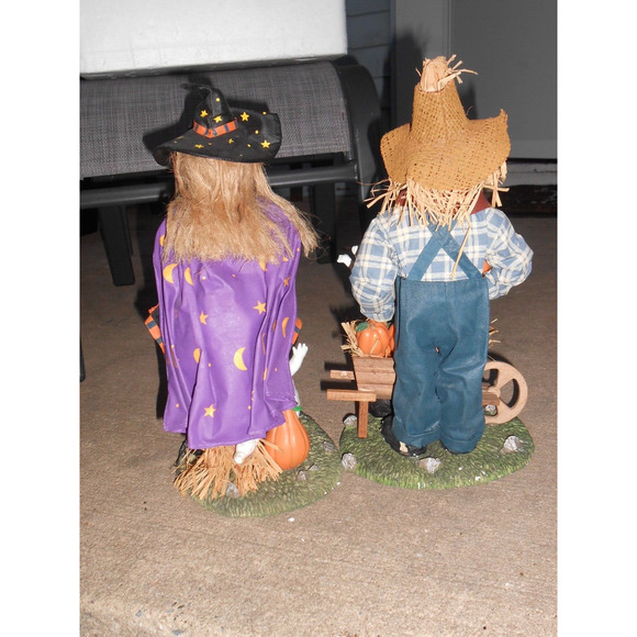 Halloween Scarecrow & Witch 13" Fabric Mache Figurines Pumpkins Ghosts Box - Picture 8 of 9